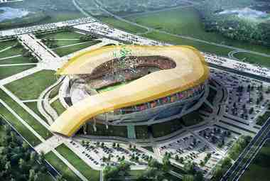 Стадион в Ростове-на-Дону имеет все шансы стать одной из визитных карточек чемпионата мира благодаря оригинальной форме крыши в виде вопросительного знака.