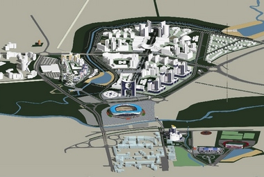 Схема будущего Саранска. В центре - площадь Тысячелетия со стадионом Юбилейный.