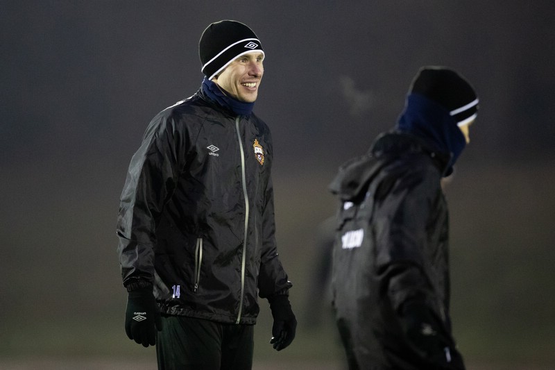 Кирилл Набабкин на тренировке перед матчем в Лиге Европы