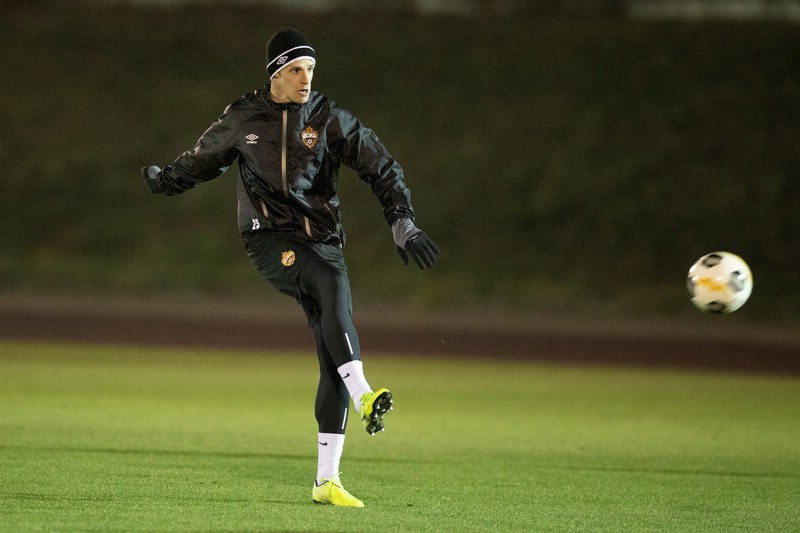 Кристиян Бистрович на тренировке перед матчем в Лиге Европы